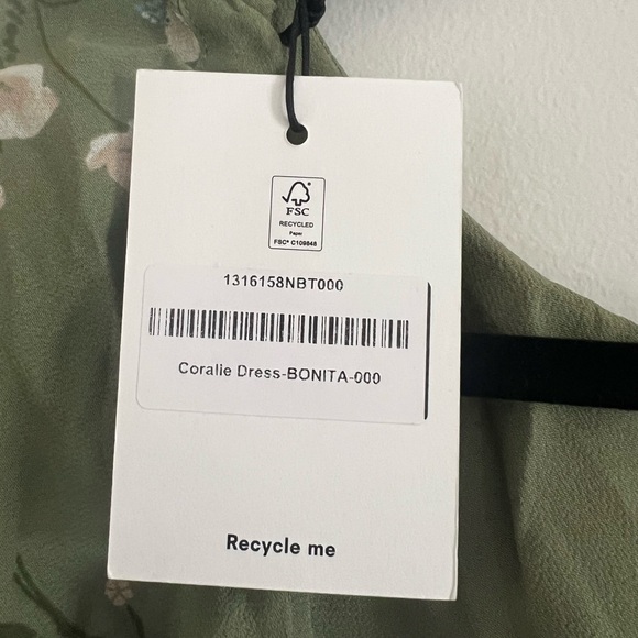 NWT Reformation green Floral backless dress - the coralie dress in Bonita 0 - Picture 10 of 10